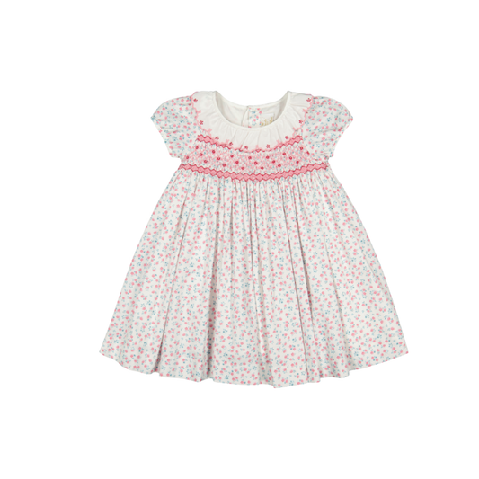 Antoinette Paris Pink Isadora Floral Short Puff Empire Dress