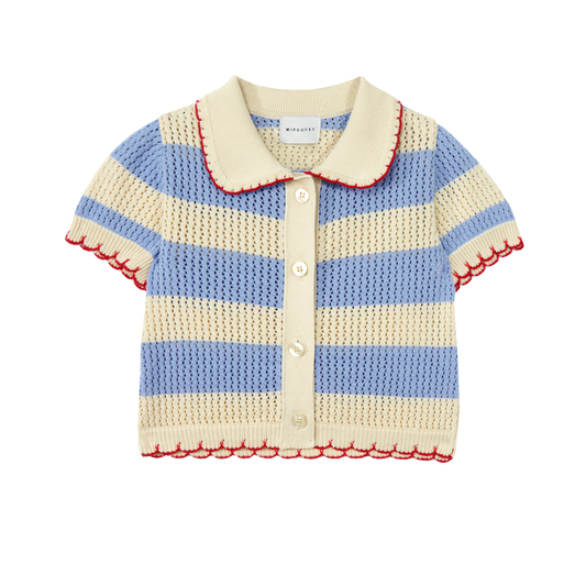 Mipounet Ecru/Blue Vita Knit Cardigan
