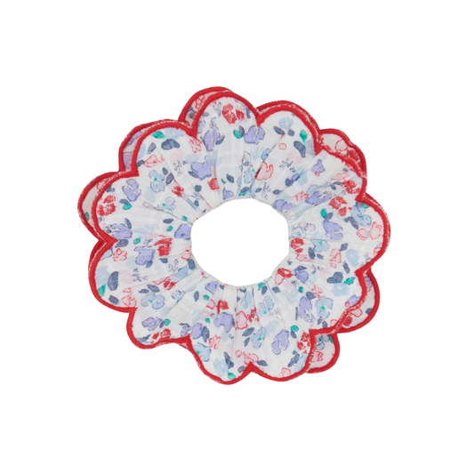Bonton Red Polka Elise Flower Scrunchie