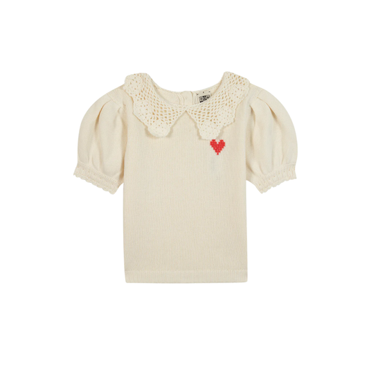 Bonton Ecru Niko Heart Short Sleeve Top