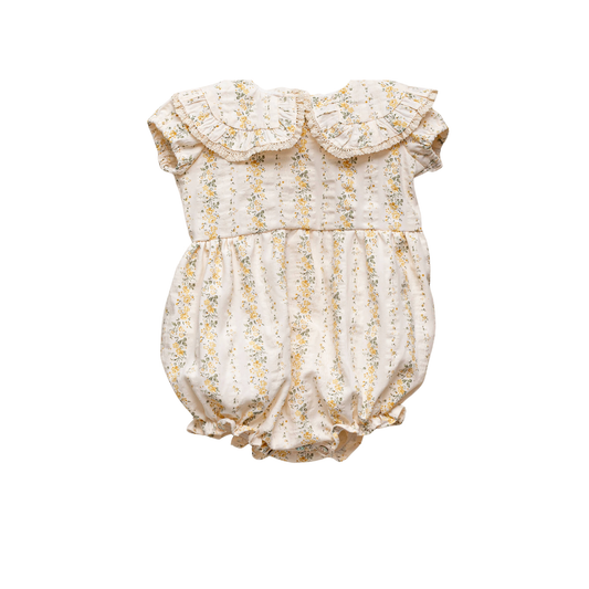 Cosmosophie Ivory Alba Flower Print Romper