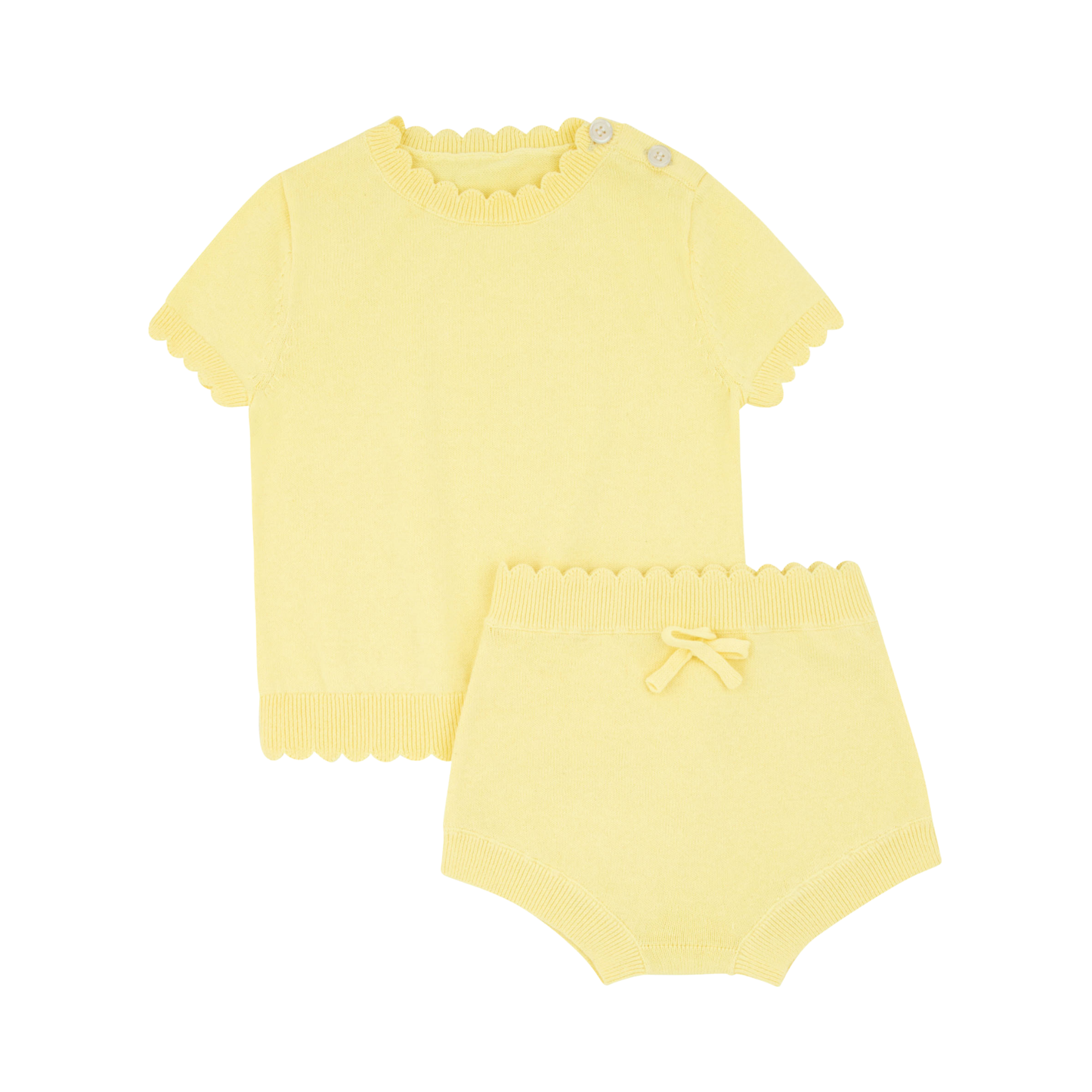 Ra & Da Yellow Thin Knit Scalloped Bloomer Set