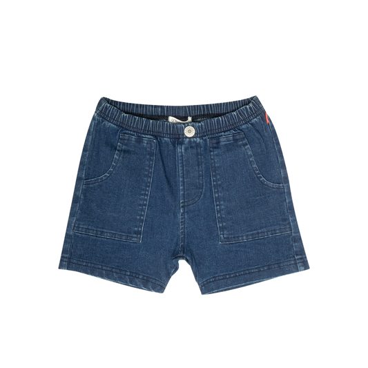 Crew Basics Blue Pull-On Washed Jean Shorts