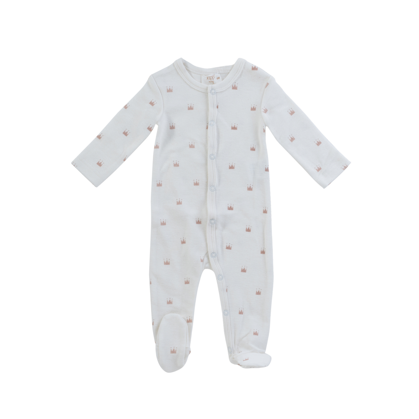 Kipp Baby Pink Little Crown Pattern Terry Footie