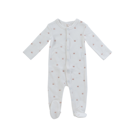Kipp Baby Pink Little Crown Pattern Terry Footie
