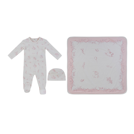 Kipp Baby Pink Toile Footie 3PC Set