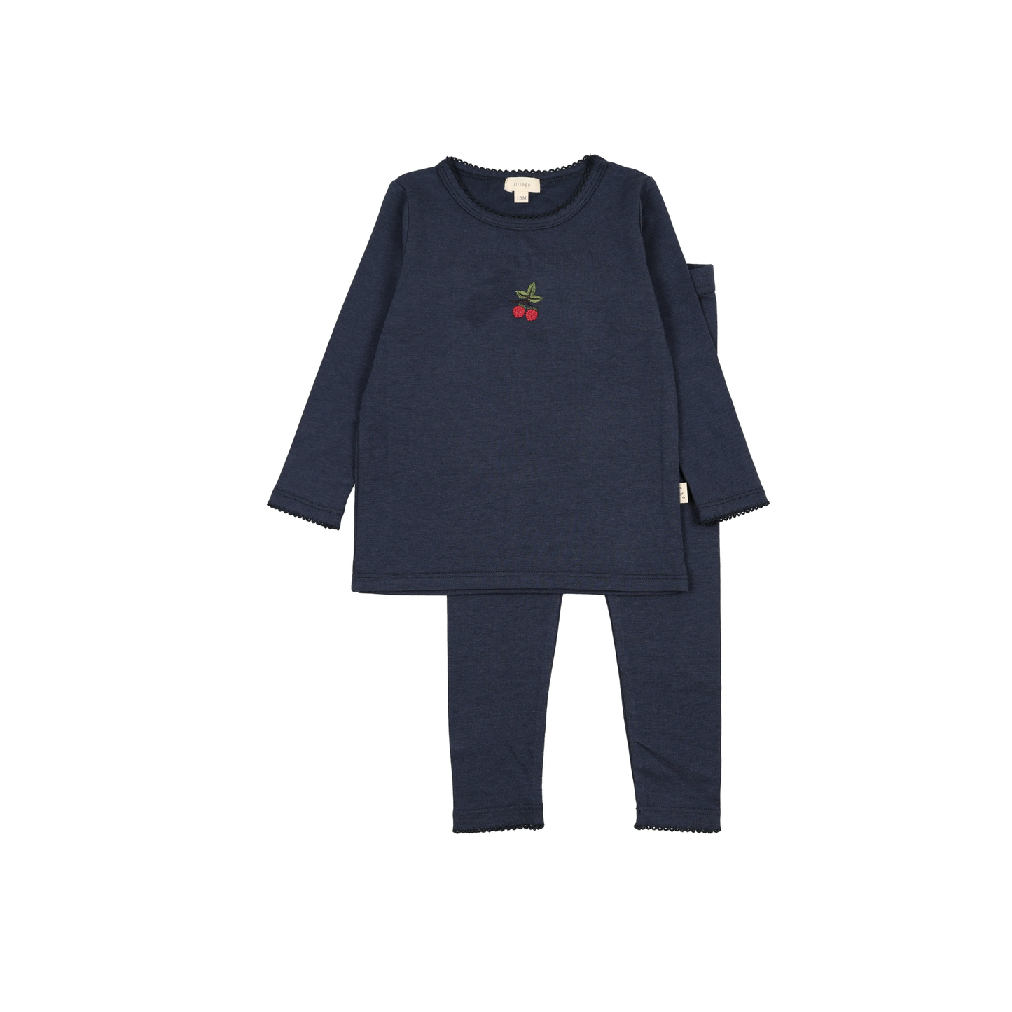 Lil Legs Navy/Cherry Embroidered Lounge Set