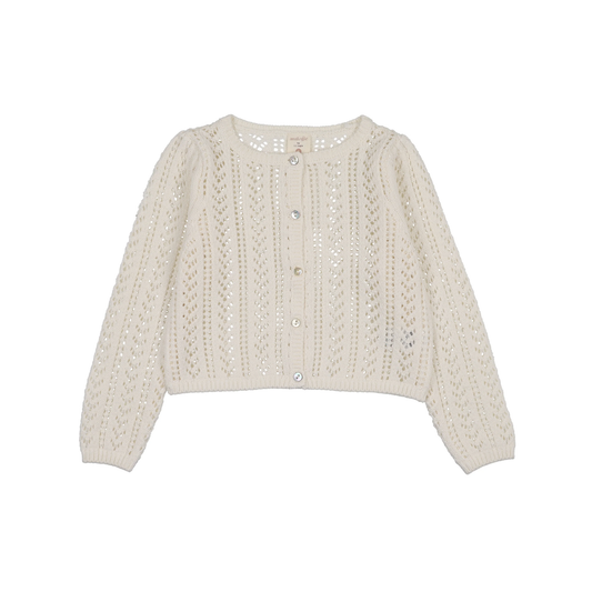 Analogie Cream Pointelle Cardigan