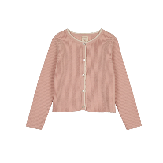 Analogie Bud Pink Scallop Rib Cardigan