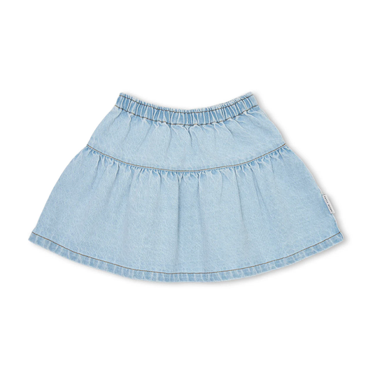 Petit Blush Pale Light Blue Jeans Ruffle Long Skirt