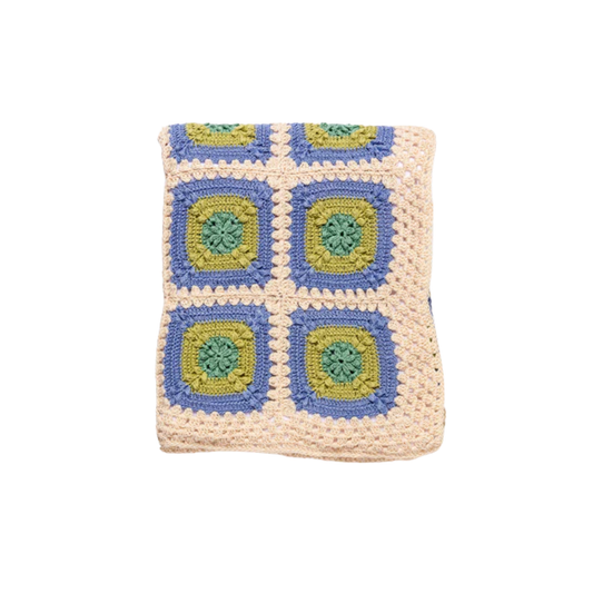 Yaarn Blue Granny Square Blanket