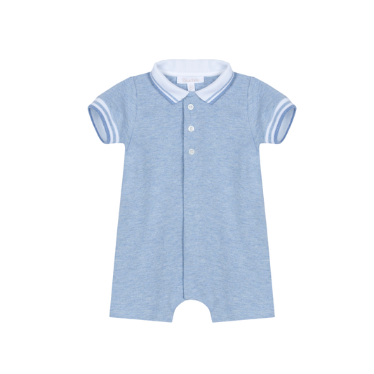 Patachou Pale Melange Blue Stripe Polo Romper