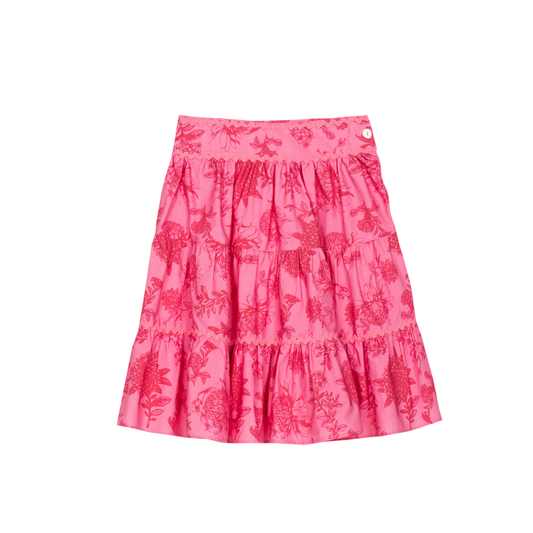 Patachou Pink Blossom Floral Tiered  Skirt