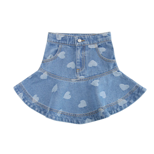 Little Parni Denim Denim Heart Skirt