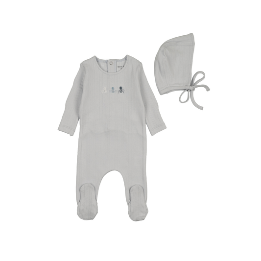 Bee And Dee Sky Blue Rattles Pointelle Footie