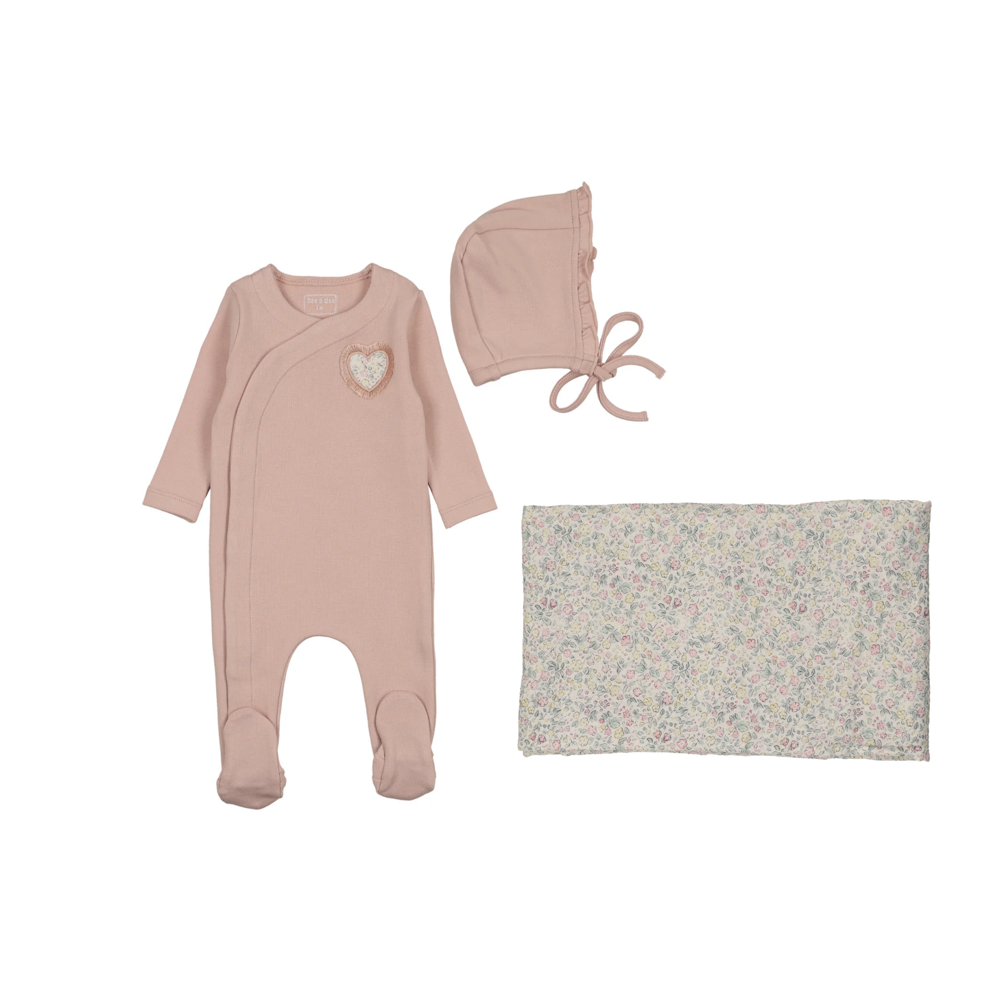 Bee And Dee Lemon Print Applique Footie W/ Blanket