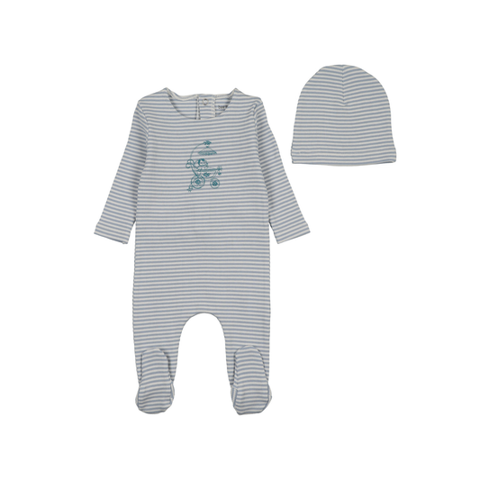 Bee And Dee Crisp Blue Carriage Sketch Footie