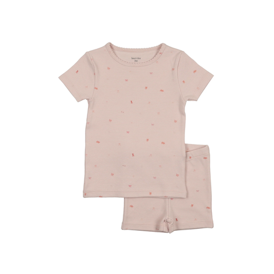 Bee And Dee Dusty Pink Flag Print/Bow Print 2 Piece