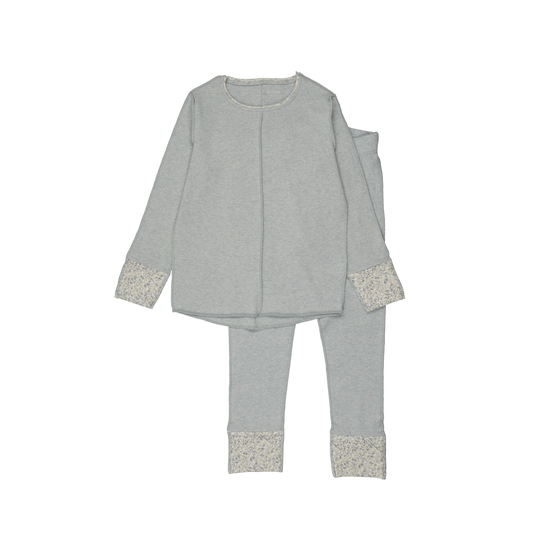 Bee And Dee Heathered Blue Lemon Print Cuffs Pajama