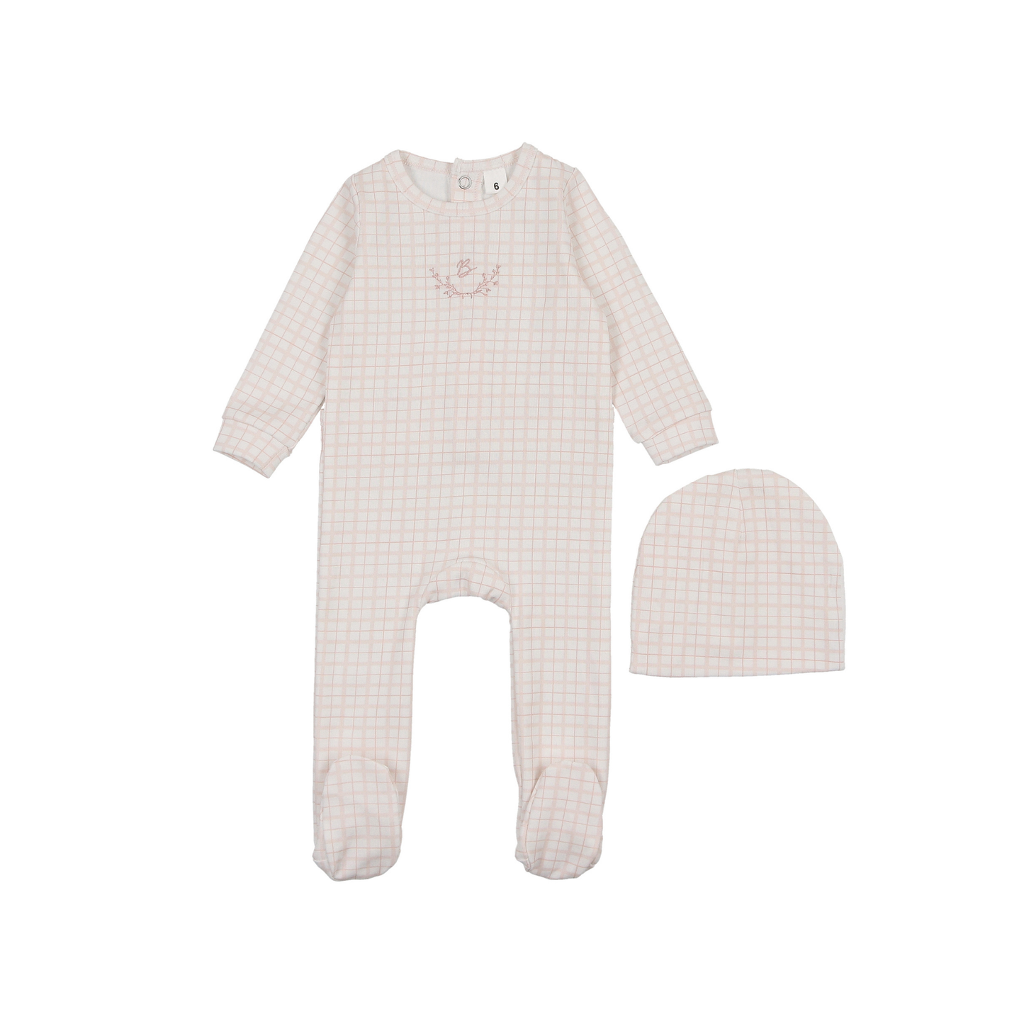 Bonjoy Emblem Pink Dainty Grid Footie Set