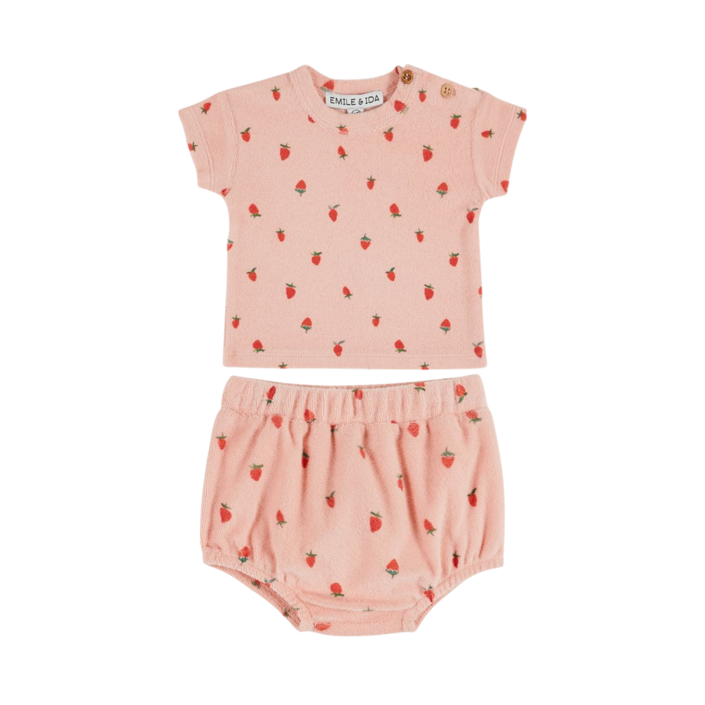 Emile Et Ida Pink Strawberry Bloomer Set