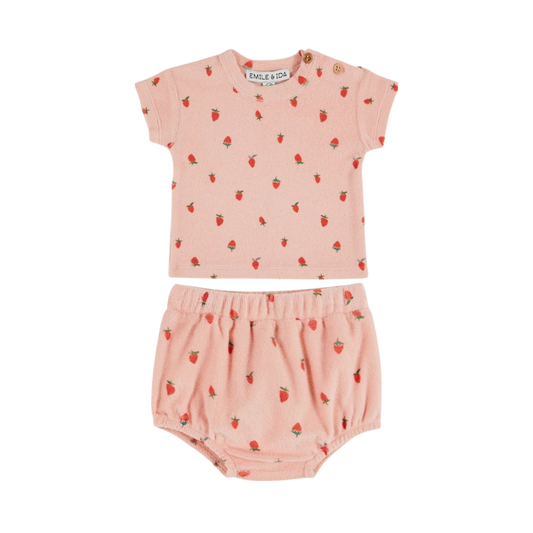 Emile Et Ida Pink Strawberry Bloomer Set