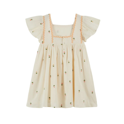 Emile Et Ida Cream Tulip All Over Dress