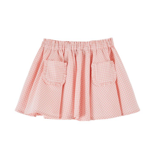 Emile Et Ida Blush Pocket Check Short Skirt