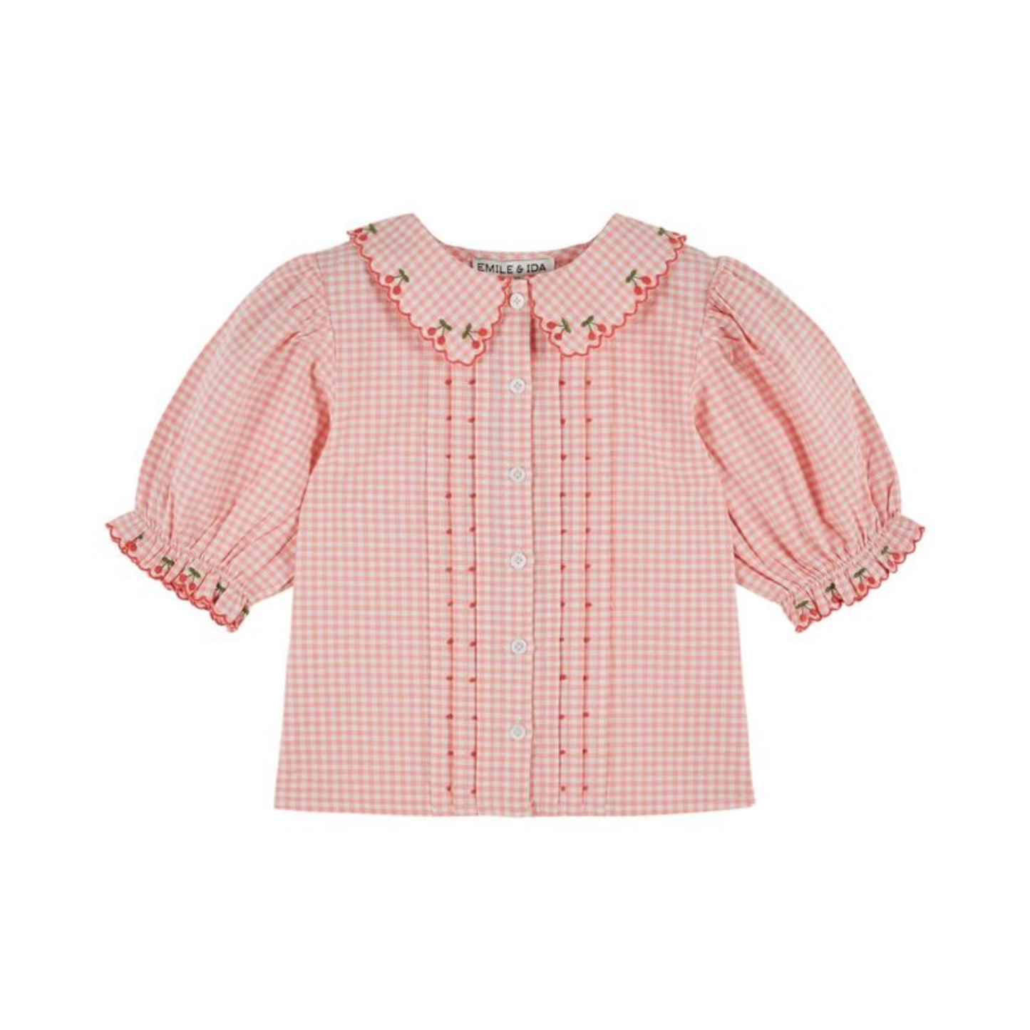 Emile Et Ida Blush Collar Check Blouse