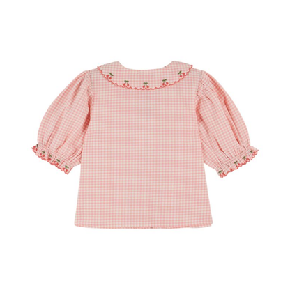 Emile Et Ida Blush Collar Check Blouse