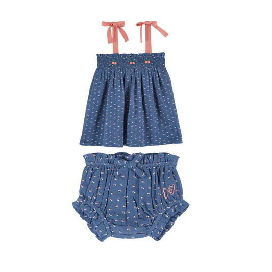 Emile Et Ida Denim Bindweed Bloomer Set