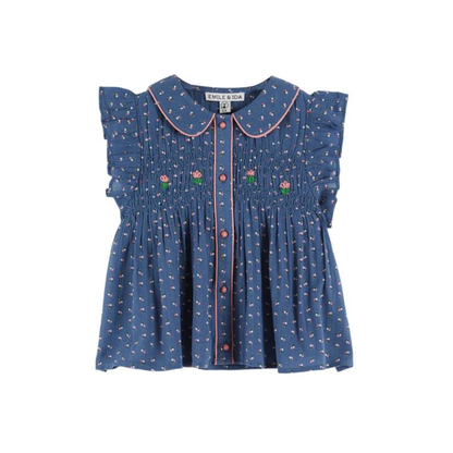 Emile Et Ida Denim Bindweed Sleeveless Blouse