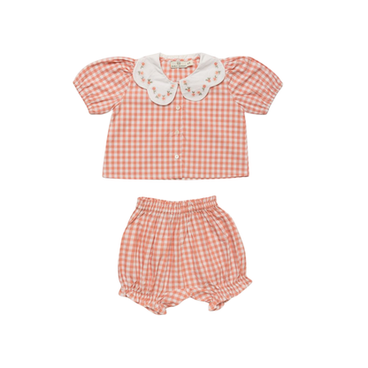 Early Sunday Gingham Check Peony Tilly Check Bloomer Set