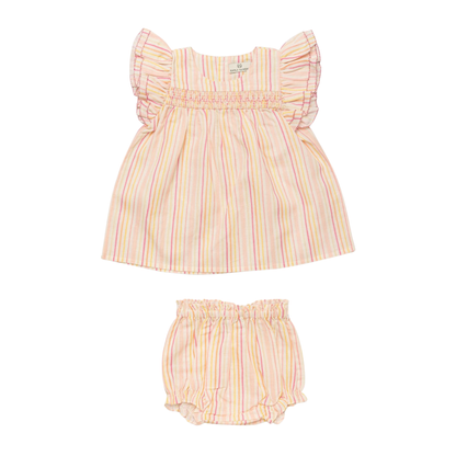 Early Sunday Pink Sienna Stripe Bloomer Set