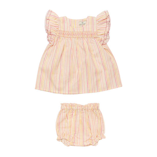 Early Sunday Pink Sienna Stripe Bloomer Set