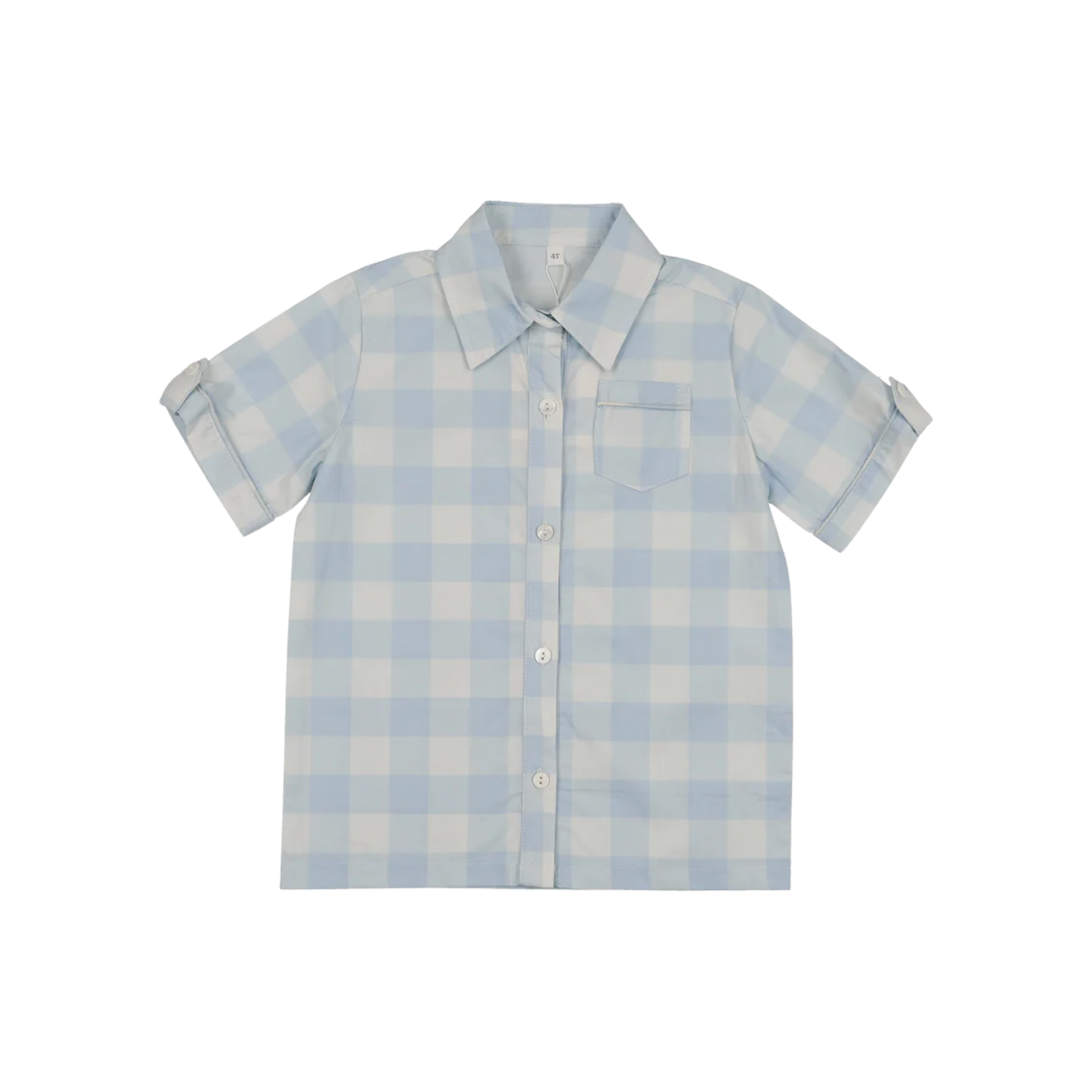 Bonjoy Blue Gingham Shabbos Plaid Short Sleeve Shirt