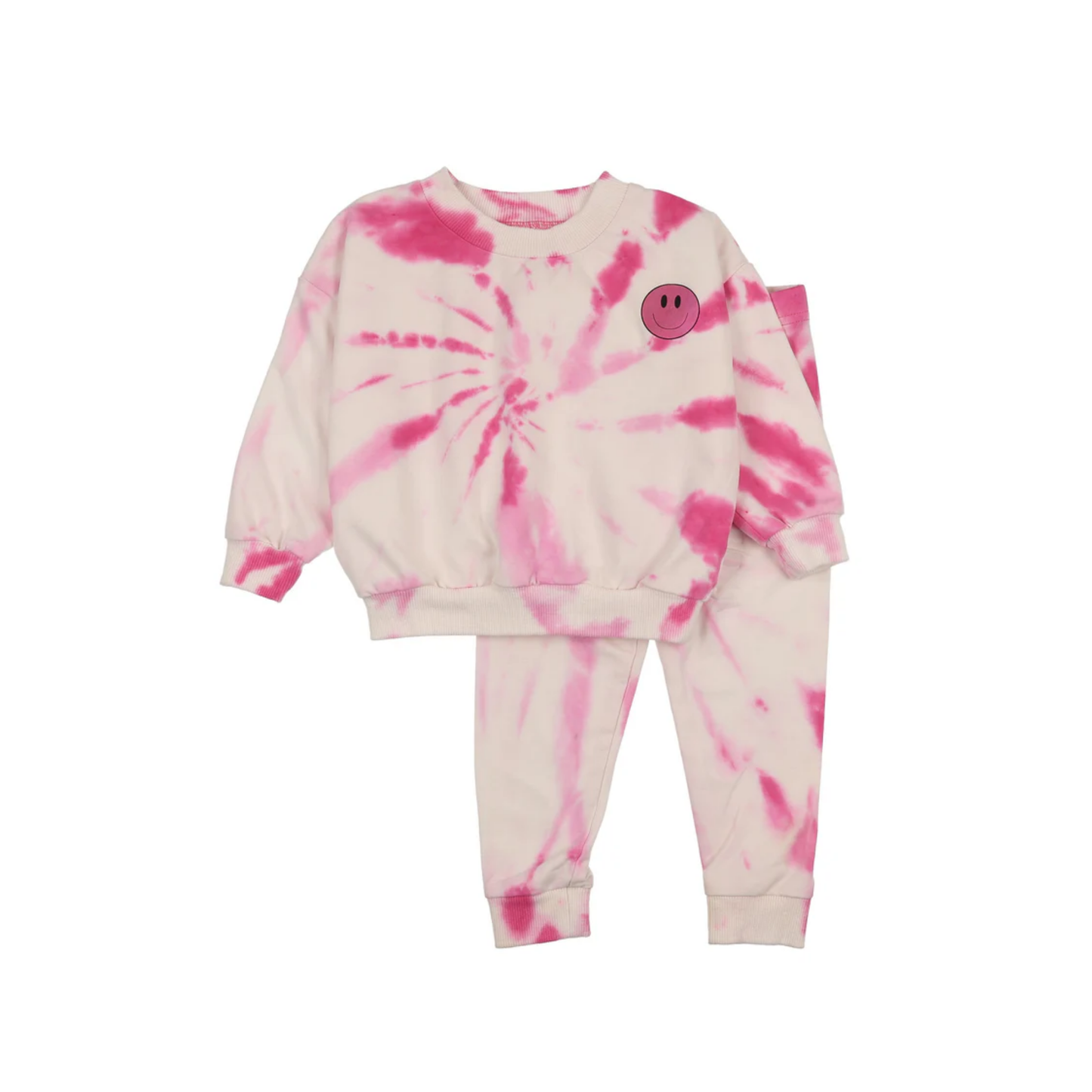 Bonjoy Tie-Dye Pink Post Pool Summer Set - Long Sleeves + Shorts