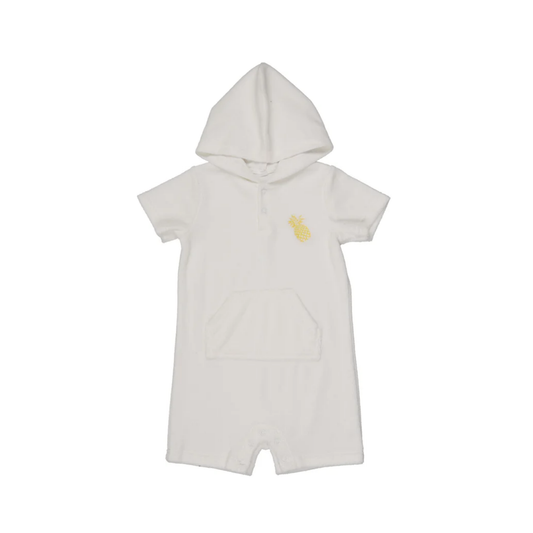 Bonjoy White/Yellow Terry Shorts Romper