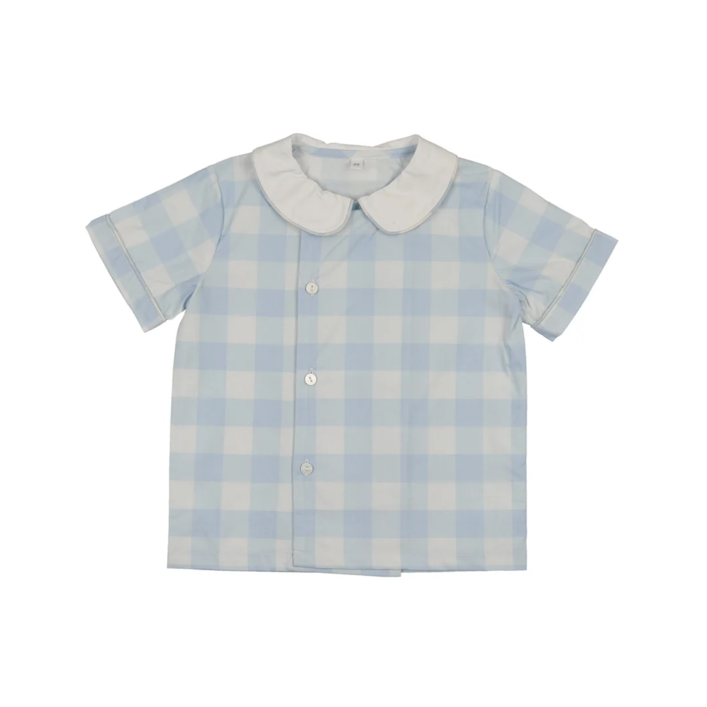 Bonjoy Blue Gingham Shabbos Plaid Peter Pan Shirt