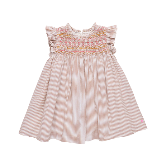 Pink Chicken Tawny Brown Stripe Stevie Sleeveless Dress