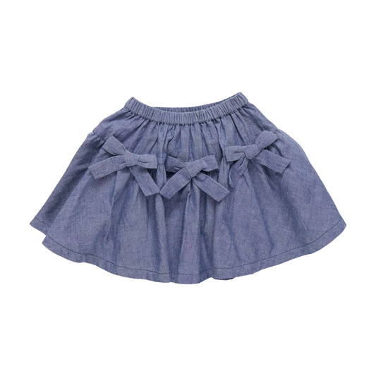 Pink Chicken Chambray Maribelle Bow Short Skirt