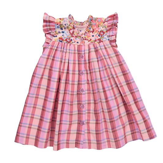 Pink Chicken Burgundy Plaid Kaylee Sleeveless Dress