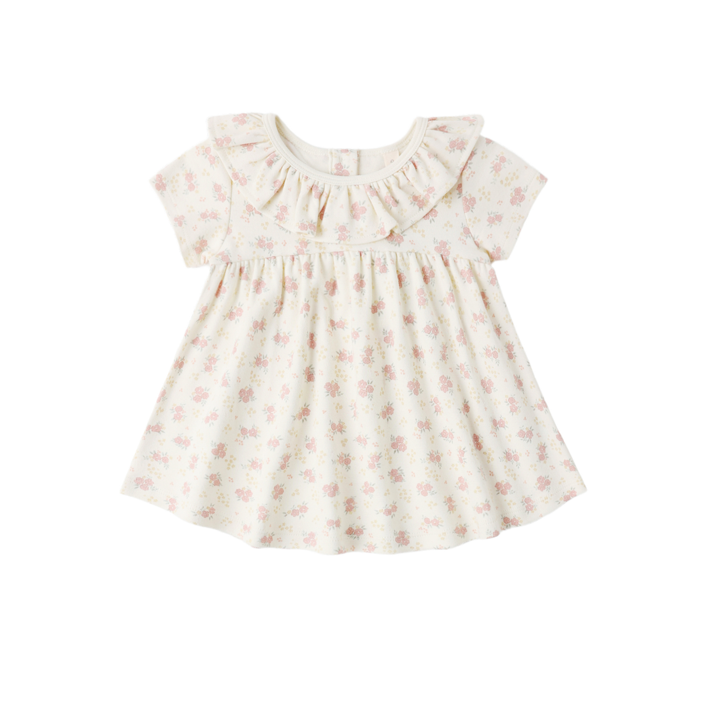 Quincy Mae Ivory Flower Field Ruffle Short Sleeve Dress