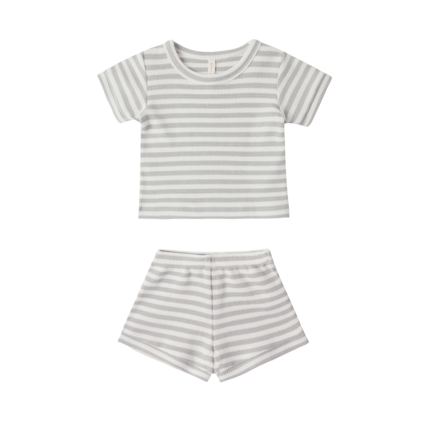Quincy Mae Sage Waffle Stripe Shorts Set