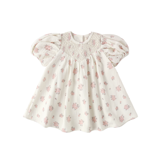 Quincy Mae Ivory Carina Garden Short Sleeve Dress