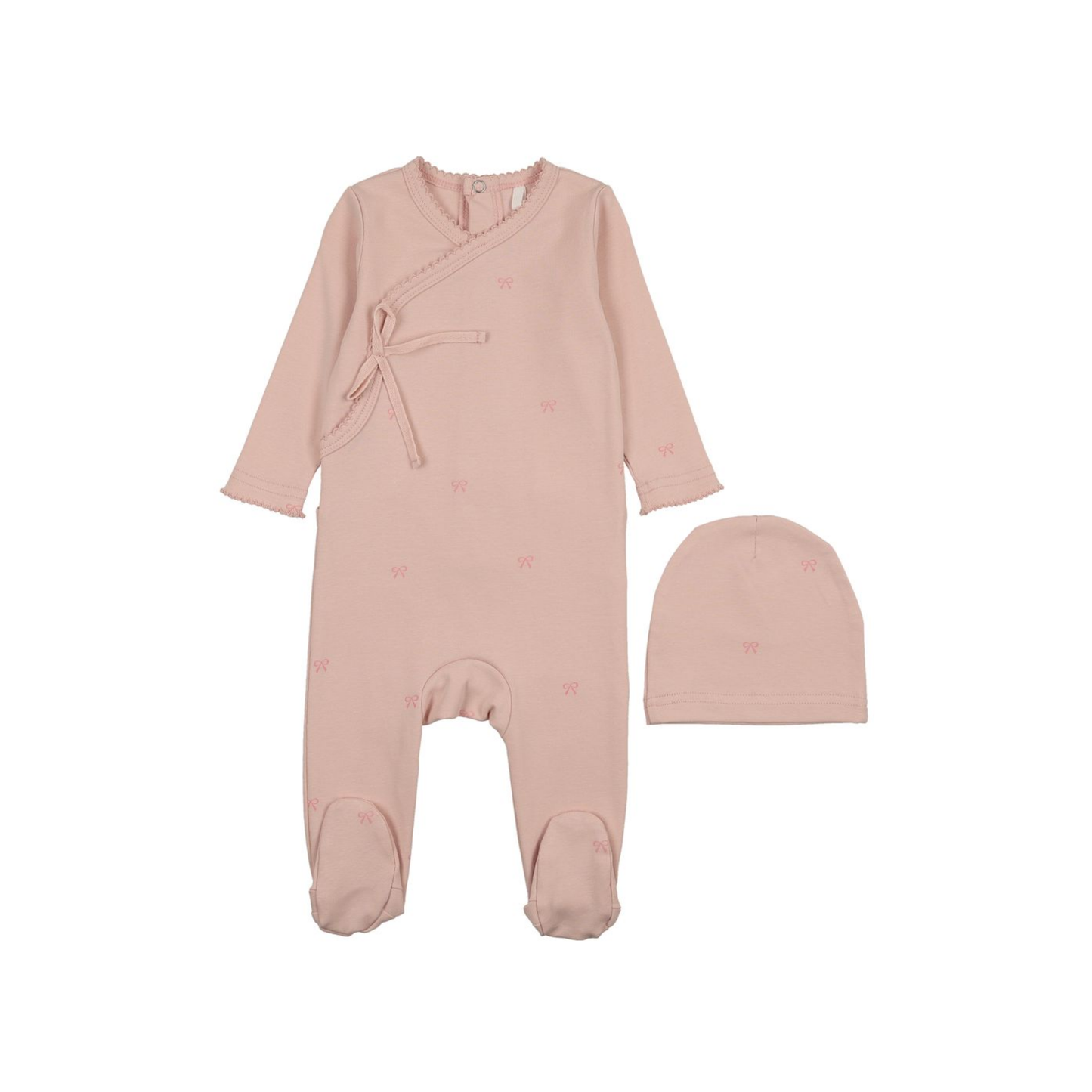 Pouf Blush Bow Print Footie