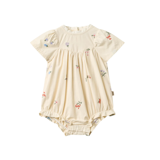 Wheat Ivory Margit Embroidery Flower Romper