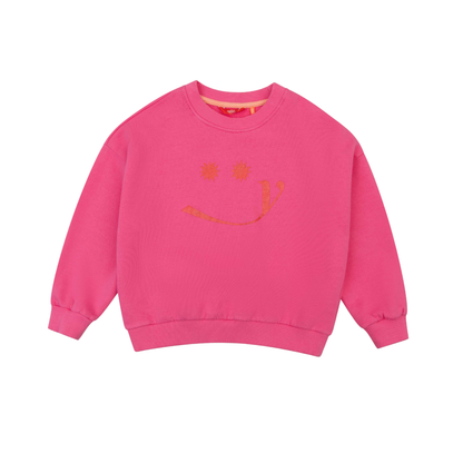 Oilily Hot Pink Hoki Smile Logo Crewneck Sweatshirt