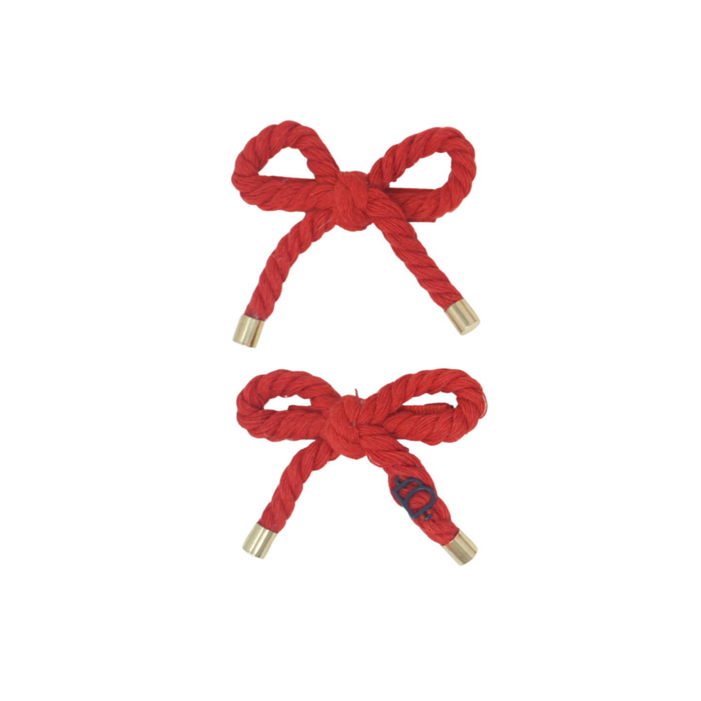 Bandeau Red Nautical Rope With Gold Edge Collection Mini Bow Clip Set