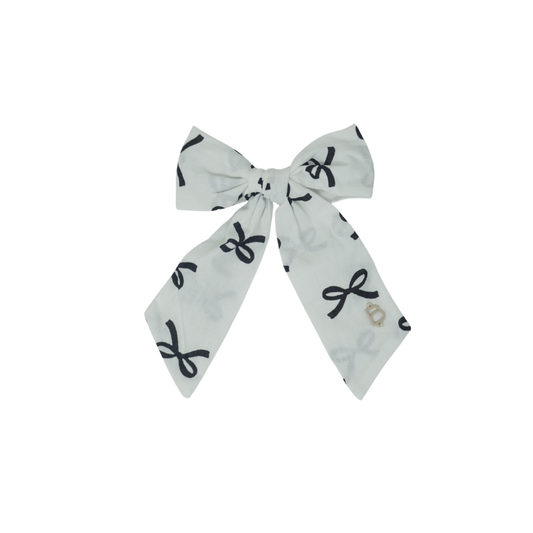 Bandeau Black Bows Cotton Bow Printed Collection Large Bow Clip